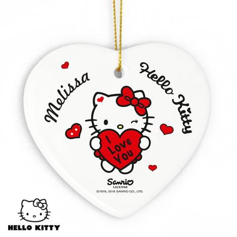 Personalised Hello Kitty I Love You Ceramic Heart Decoration £9.99